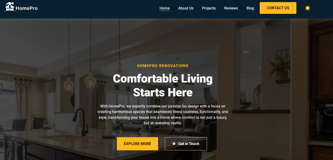 HomePro Renovations website preview
