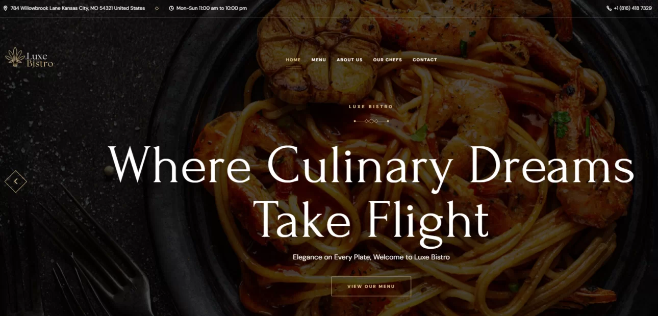 Luxe Bistro website preview